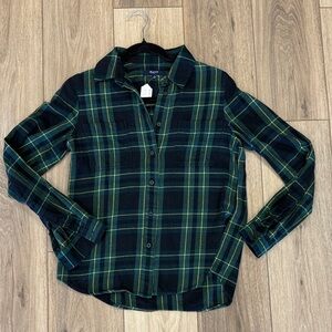 Madewell Green and Yellow Plaid Shirt